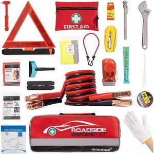 127-Pieces Roadside Car Emergency Kit Include Mini First Aid Kit